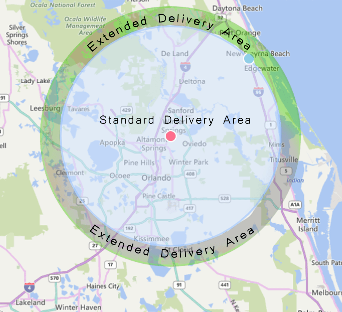 nGam3 delivery area map — Central Florida