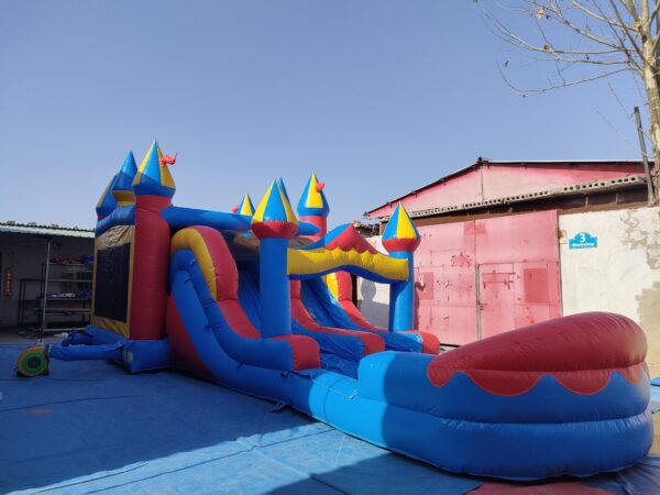 Thrill-seeking kids will love this 29 ft inflatable bounce house and waterslide combo, featuring over 2,500 square feet of bouncing space and a 13 foot high waterslide for endless summer fun.