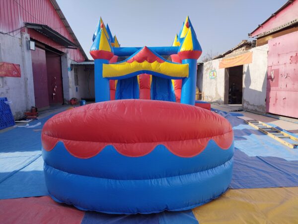 Fantasy Castle Bounce House Waterslide, Blue Yellow Red Inflatable Combo, Unisex Inflatable Entertainment, Central Florida Event Fun, Boys Girls Outdoor Activity, Longwood FL Bounce House Rental